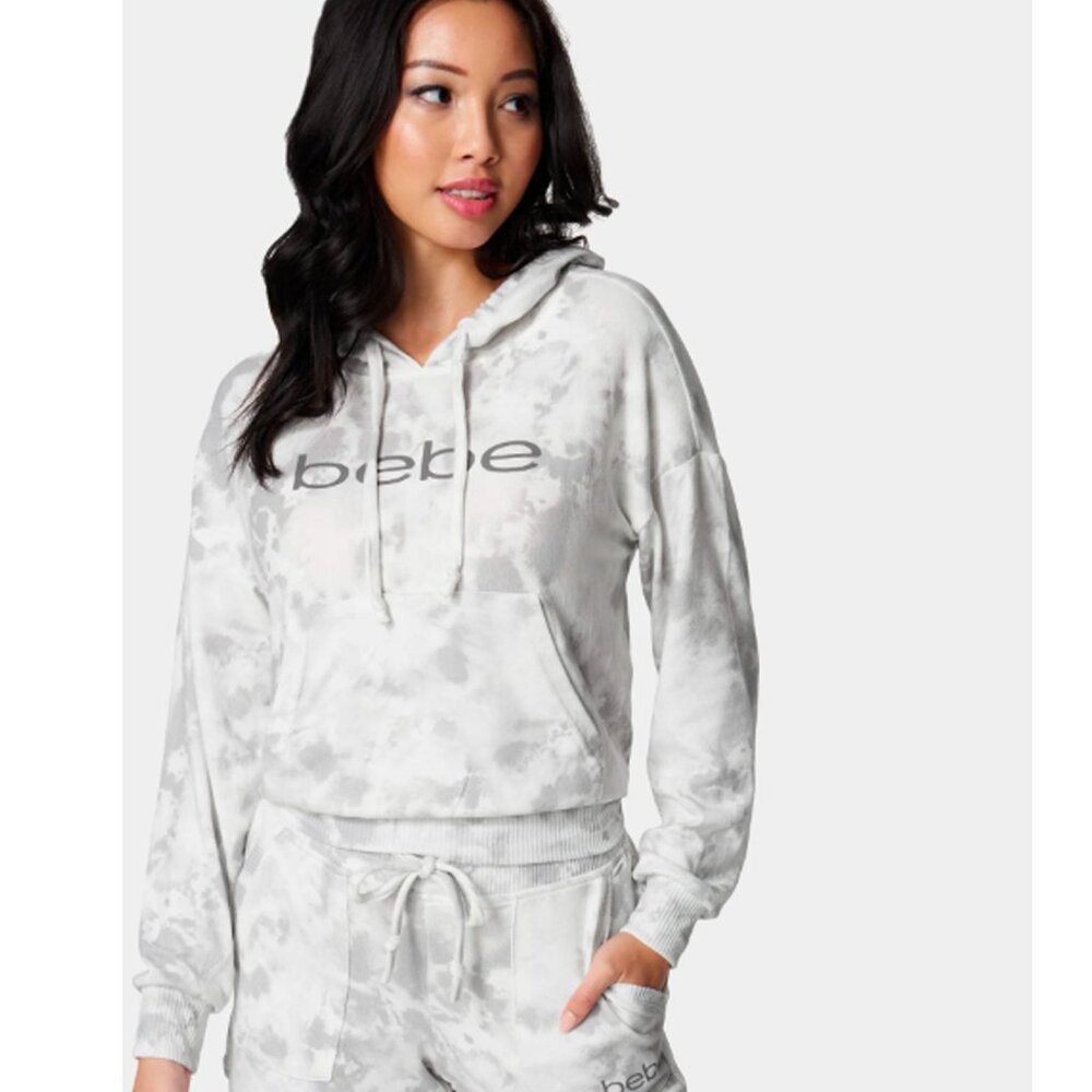 Bebe Women Sport Hoddie Soft Grey Tie Dye  Various Sizes New With Tags